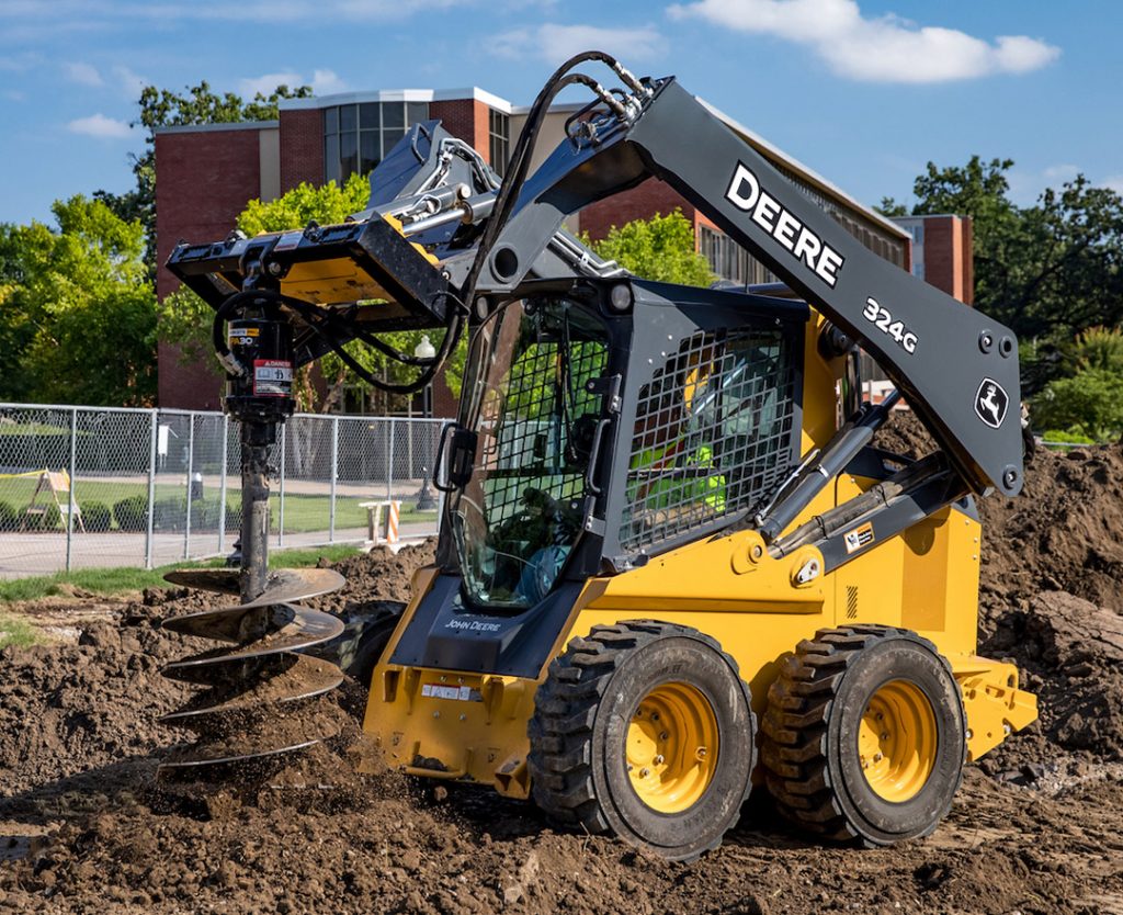 skid steer rental with an augering attachment